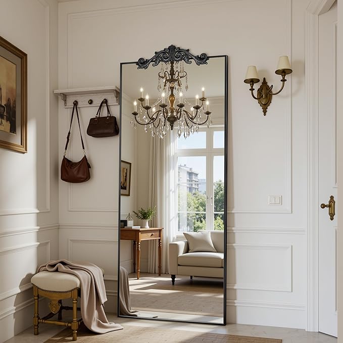 Antok 65"x22" Oversized Full Length Mirror, Extra Large Floor Mirror Freestanding or Wall-Mounted Mirror for Bedroom, Living Room, Cloakroom, Black