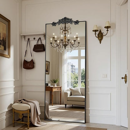 Antok 65"x22" Oversized Full Length Mirror, Extra Large Floor Mirror Freestanding or Wall-Mounted Mirror for Bedroom, Living Room, Cloakroom, Black