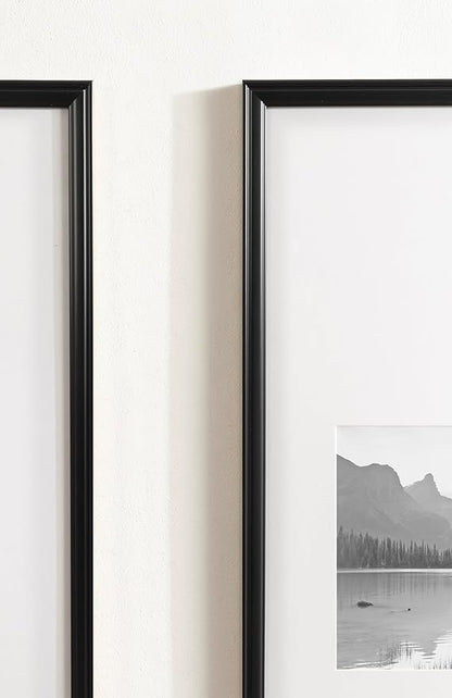 Kate and Laurel Adlynn Rectangular Panel Picture Frame Set of 2, 14 x 30 matted to 8 x 10, Black, Modern Two-Piece Photo Frame Set for Gallery Wall Decor in Living Room Wall Display
