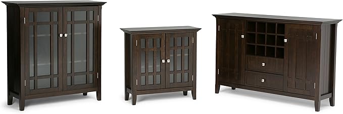 SIMPLIHOME Bedford TV Stand - 53 inch Wide Solid Wood Tall Media Console in Dark Tobacco Brown, Transitional Entertainment Center for Living Room for TVs up to 60 Inches with Cable Management