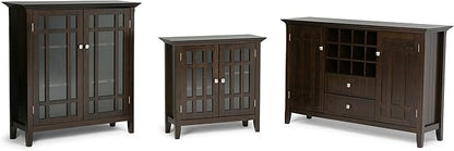 SIMPLIHOME Bedford TV Stand - 53 inch Wide Solid Wood Tall Media Console in Dark Tobacco Brown, Transitional Entertainment Center for Living Room for TVs up to 60 Inches with Cable Management