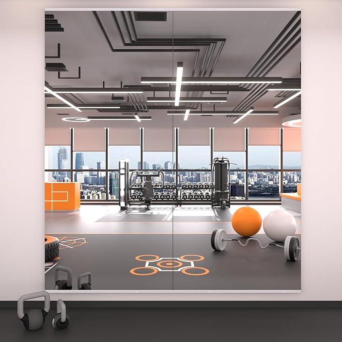 LOAAO Home Gym Mirror, 79"x36"-2 PCS Gym Mirrors for Wall, Frameless, Tempered Glass, Large Workout Mirrors for Home Gym, Dance Studio, Yoga Room, Garage Gym