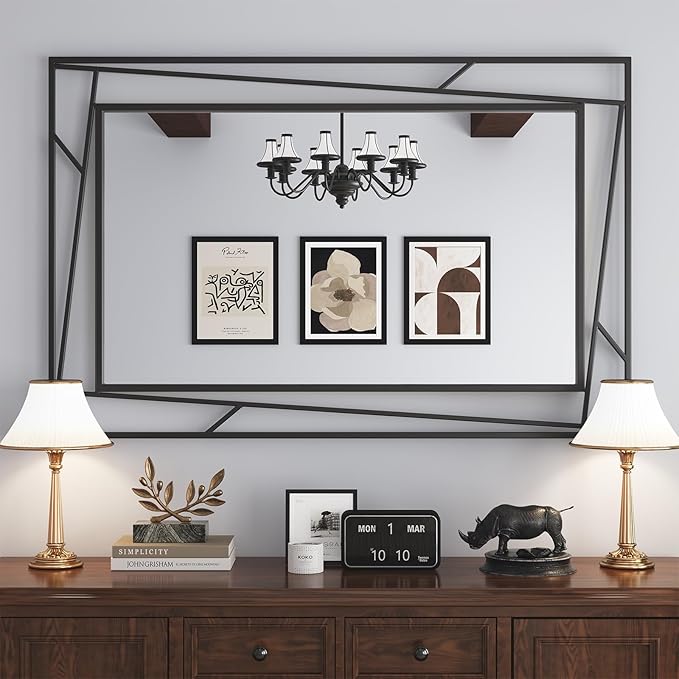 Rectangular Wall Mirror, 48''X24'' Matte Black Metal Framed Farmhouse Bathroom Mirrors for Bedroom Entryway Living Room, Hang Horizontally or Vertically