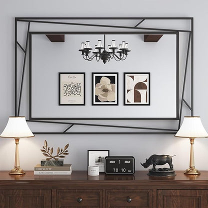 Rectangular Wall Mirror, 48''X24'' Matte Black Metal Framed Farmhouse Bathroom Mirrors for Bedroom Entryway Living Room, Hang Horizontally or Vertically