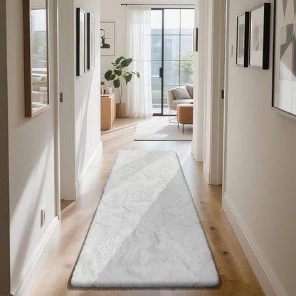 yongyangjuxin Soft Runner Rugs for Bedroom, White 2x8 Runners for Hallways Fluffy Rug Area Rug, Bedside Rug for Living Room Bedroom Kids Room Home Decor