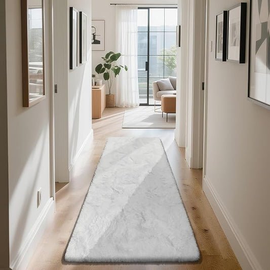 yongyangjuxin Soft Runner Rugs for Bedroom, White 2x8 Runners for Hallways Fluffy Rug Area Rug, Bedside Rug for Living Room Bedroom Kids Room Home Decor