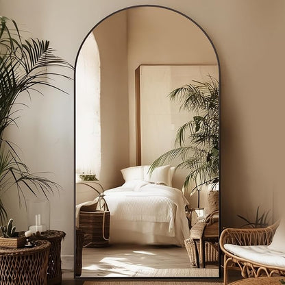 Full Length Mirror, 81"x41" Oversized Arched Mirror Large Standing Mirrors, Tall Mirrors Body Floor Mirror for Bedroom Living Room Aluminum Frame, Black
