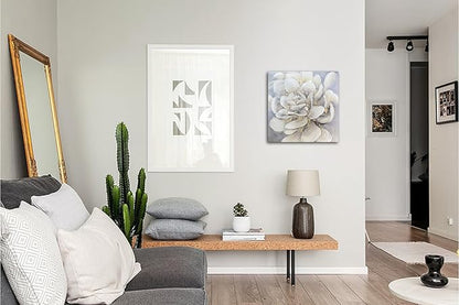 Waowumar Flowers Canvas Wall Art Gray and Gold Magnolia Pictures Contemporary Floral Textured Painting for Bedroom Living Room Decor