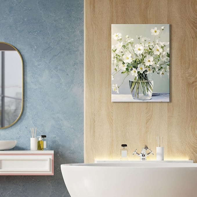 daktenn Floral Canvas Wall Art Bathroom Wall Art Pictures Wall Decor Home Decor Wall Decor for Bedroom Livingroom 12x16 Inches