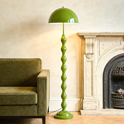 Unique Floor Lamp Creative Green Mushroom Lamp Standing Lamp with 38CM Wide Iron Shade and Foot Switch Modern Floor Light for Living Room, Bedroom, Office, Corner