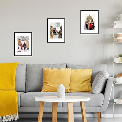 JCJMY 11.7x16.5 A3 Picture Frame Set of 6 Black with A4 Mat, Display Photo 8.3x11.7 with Mat or 11.7 x 16.5 Without Mat, Wall Hanging Large Frame with Plexiglass, 6 Pack, Black