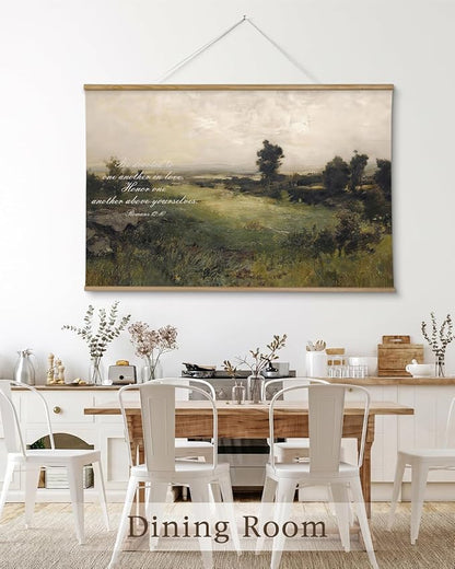 InSimSea 36x54 Large Canvas Scroll Christian Wall Art, Bible Verse Green Tree Landscape Religious Decor, Inspirational Oil Painting for Living Room, Prayer Room, Church