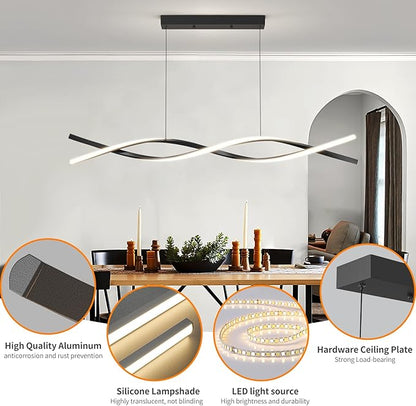 Modern LED Ceiling Pendant Light, 47IN Modern Chandelier with Remote Control 3000k-6500K Adjustable Color Temperature, Aluminum Island Lighting Lamp for Dining Room, Living Room, Island