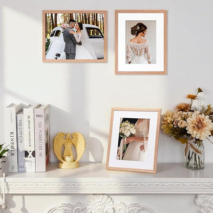 Fixwal 8x10 Picture Frame Set of 6 with Shatter Resistant Plastic Glass, Thin Border and Light Weight Photo Frames for Wall or Tabletop Display, Gift for Mother's Day, Father's Day, Natural