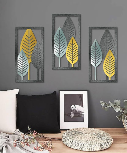 Putuo Decor Leaf Boho Wall Art Set of 3, Botanical Mid Century Nature Wall Decor, Modern Tree Hanging Art for Living Room Bedroom