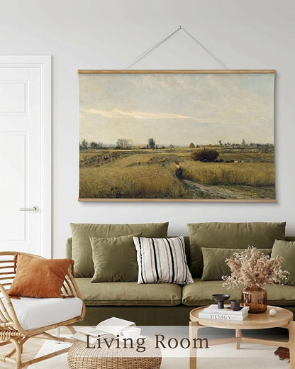 InSimSea 36x54 Large Canvas Scroll Wall Art, Autumn Harvest Nature Landscape Oil Painting, Rustic Countryside Wall Decor for Living Room, Bedroom, Dining Room, Family Room