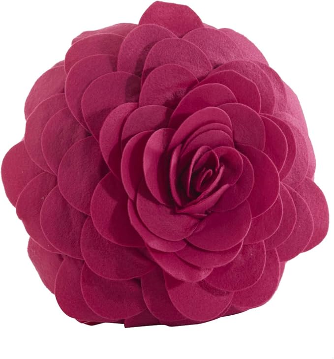 SARO LIFESTYLE Flower Design Poly Filled Throw Pillow, Fuchsia, 13"
