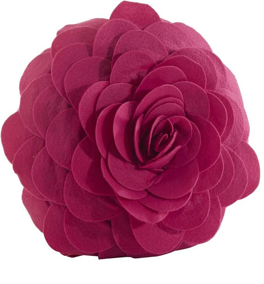 SARO LIFESTYLE Flower Design Poly Filled Throw Pillow, Fuchsia, 13"