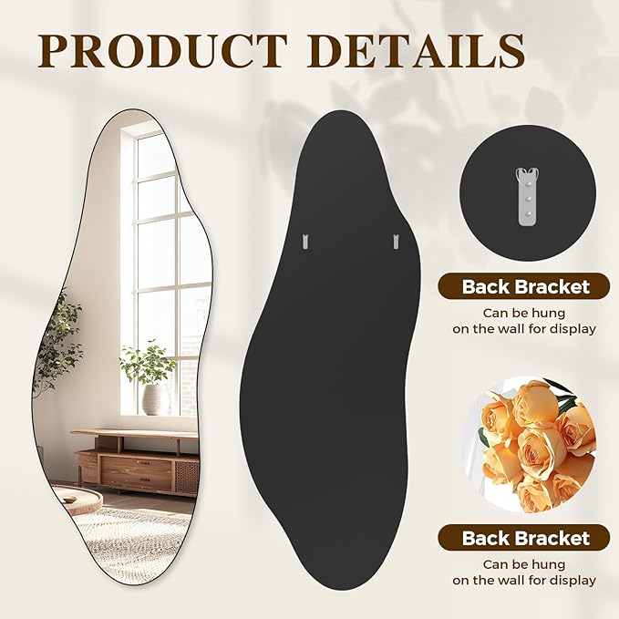 QDSSDECO Full Length Mirror 63"x24" Irregular Wall Mirror Star Frameless for Living Room Bathroom Bedroom Entryway Decor