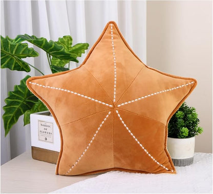 Starfish, Shell Plush Pillow, Car & Waist Cushion, Interesting Characteristic Chair Cushion (19.6in, Brown)