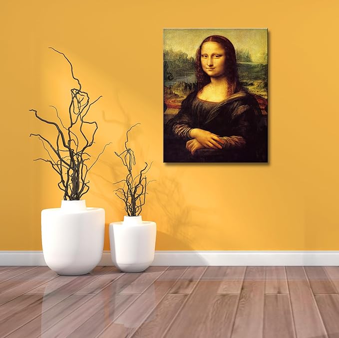 Mona Lisa by Leonardo DaVinci Canvas Wall Art Classic Painting Reproduction Vintage Artwork Print Framed Art for Wall Decor 16"x24"