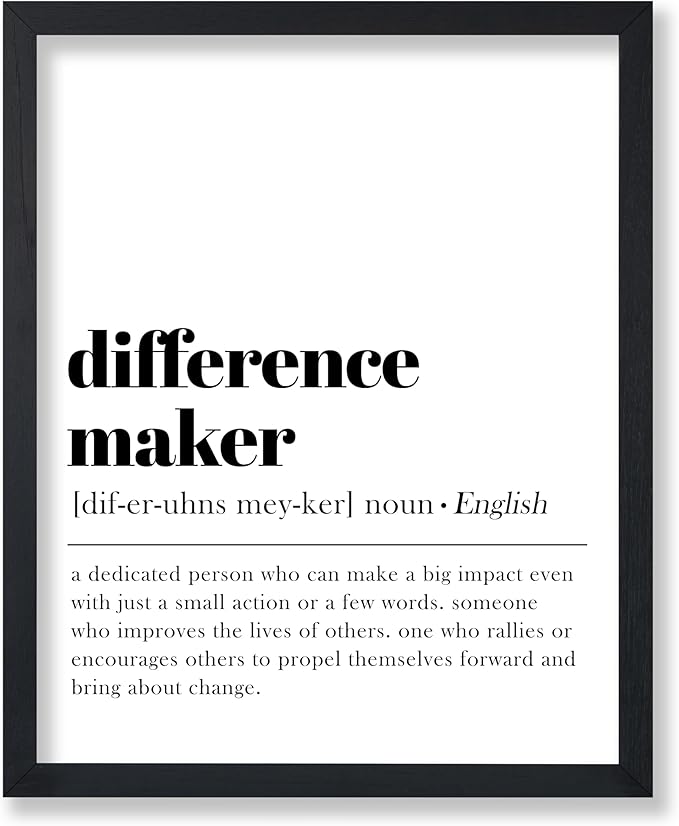 Poster Master Dictionary Art Poster - Definition of Difference Maker Print - Typography Art - Gift for Teacher, Mentor & Boss - Decor for Dorm, Library, Office or Classroom - 11x14 UNFRAMED Wall Art