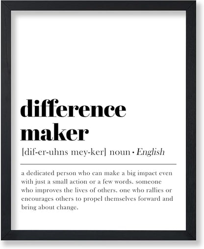 Poster Master Dictionary Art Poster - Definition of Difference Maker Print - Typography Art - Gift for Teacher, Mentor & Boss - Decor for Dorm, Library, Office or Classroom - 11x14 UNFRAMED Wall Art