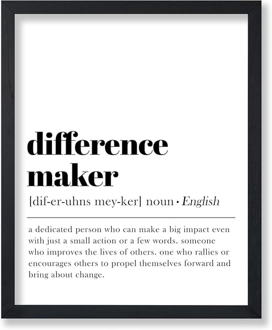 Poster Master Dictionary Art Poster - Definition of Difference Maker Print - Typography Art - Gift for Teacher, Mentor & Boss - Decor for Dorm, Library, Office or Classroom - 16x20 UNFRAMED Wall Art