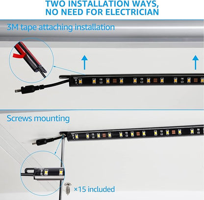 TORCHSTAR Voice Control Smart LED Safe Lighting Kit, (4) 12 Inch Dimmable Linkable Light Bars, Compatible with Alexa&Rocker Switch, 100-240V UL Power Adapter 900LM for Under Cabinet, 5000K Daylight