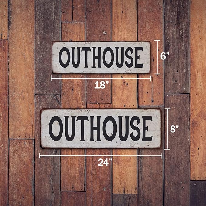 OUTHOUSE Vintage Look Rustic Metal Sign Plaque Retro Signs Wall Decor 6 x 18 Matte Finish Metal 106180035037