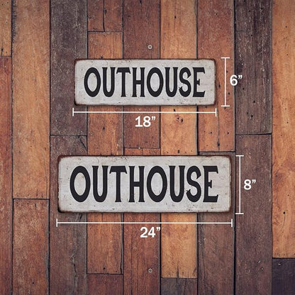 OUTHOUSE Vintage Look Rustic Metal Sign Plaque Retro Signs Wall Decor 6 x 18 High Gloss Metal 206180035037