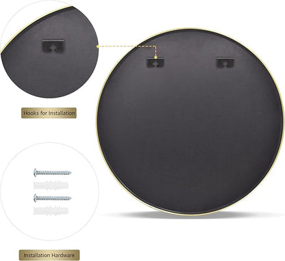 VooBang Round Mirror 19.6" Gold Wall Mounted Circle Mirrors Vanity Mirror with Aluminum Alloy Frame Modern Decoration for Bathroom, Living Room, Vanity, Bedroom, Entryway