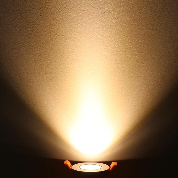 inShareplus 2 Inch LED Downlight, 3W Recessed Lighting COB Dimmable, 3000K Warm White, CRI80, Ceiling Lights with LED Driver, 6 Pack