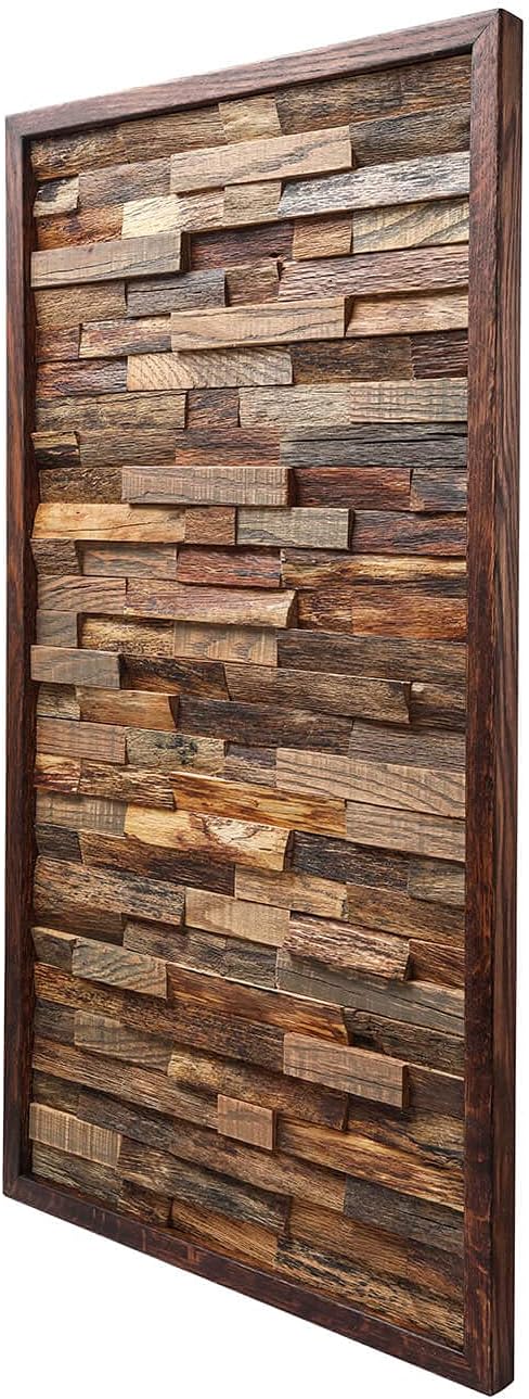 CONSDAN Wood Wall Decor | USA Grown Hardwood, Rustic Wooden Wall Art, Home Decorations for Living Room and Bedroom Aesthetic, Framed and Ready to Hang, Brick, 36" x 18"