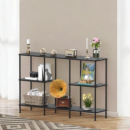 ETELI Tall Black TV Stand with Storage Small Entertainment Center for 50 Inch TV Console Table Media Stand 3 Tier Television Stands for Living Room and Bedroom