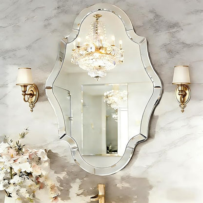 32" x 47" Large Wall Mirror for Living Room Decor, Elegant Decorative Mirrors with Beveled Glass Mirrored Frame, Horizontal or Vertical Hanging Mirror for Bathroom, Dining Room, Entryway
