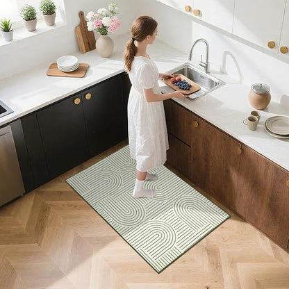 Washable Rug 2x3 Area Rugs for Entryway, Abstract Rug for Bedroom, Soft Rainbow Non Slip Small Area Rug with Rubber Back, Low Pile Stain Resistant Boho Geometric Carpet for Dining Room, Green
