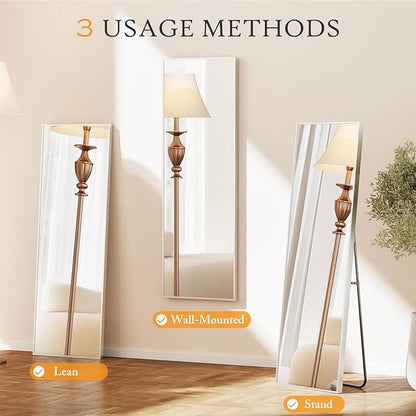 NEWBULIG Full Length Mirror, Full Body Floor Mirror with Aluminum Alloy Thin Frame, Wall or Standing Mirror for Bedroom, Living Room, Dressing Room