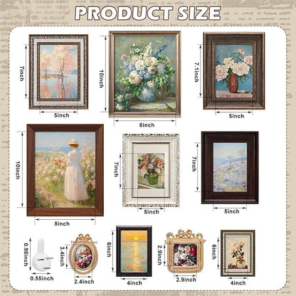 Qunclay 10 Pack Vintage Picture Frames for Wall or Tabletop Display Ornate French Country Gallery Frames Farmhouse Antique Wall Decor for Bedroom Living Room, No Photos Included(Classic Style)