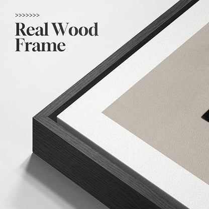 Large Framed Black and White Neutral Abstract Wall Art for Living Room, 2 Piece Modern Canvas Prints Artwork for Walls, Beige Minimalist Geometric Pictures for Bedroom Hallway Wall Decor 24x36 In