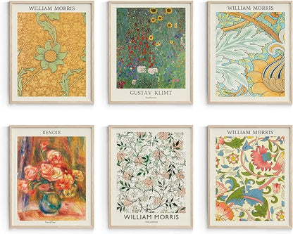 Habseligkeit William Morris Wall Art Prints, Retro Wall Decors for Room Aesthtic, Warm Posters for Bedroom Decor Aesthetic Unframed, 8x10in, Set of 6