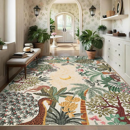 GarveeHome 6x9 Area Rug Jungle Beige Washable Rugs for Living Room Bedroom, Soft Low Pile Non Slip Accent Floor Mat Animal Print Tiger Throw Rug Indoor Carpet Dining Room Playroom
