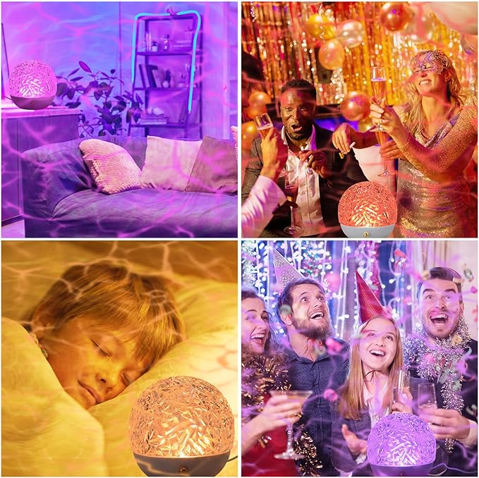 Tujoe 4 Pcs Ocean Wave Projector Night Light with Remote 16 Colors Water Light Projector USB Ocean Wave Lamp Outdoor Water Effect Night Lamp for Halloween Wedding Party Landscape Wall Tree Decoration