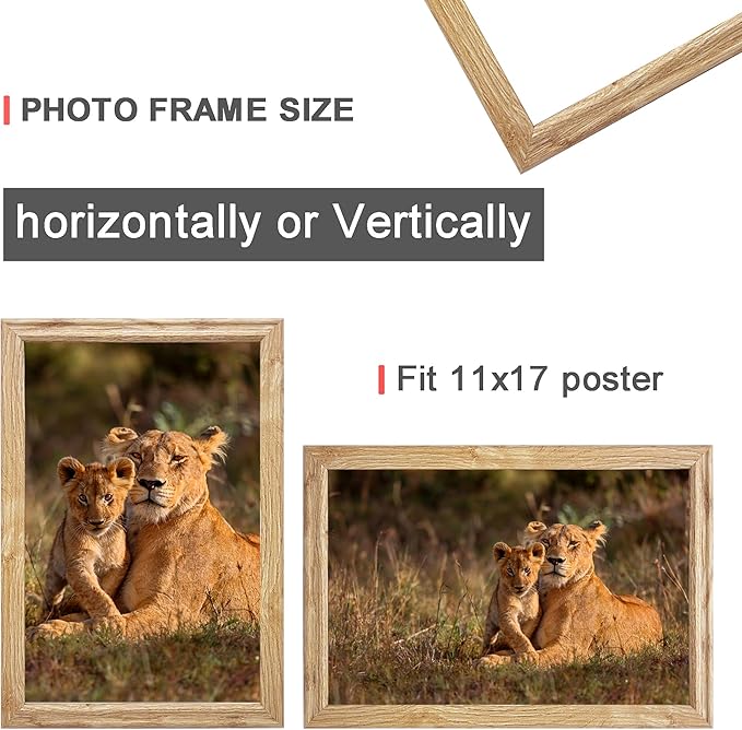 11x17 Picture frame set of 3,Modern Style Woode frames Wall Mounting Horizontally or Vertically, 11 by 17 Wall Gallery Poster Photo Frame with Shatter Resistant Plexiglass,best gift