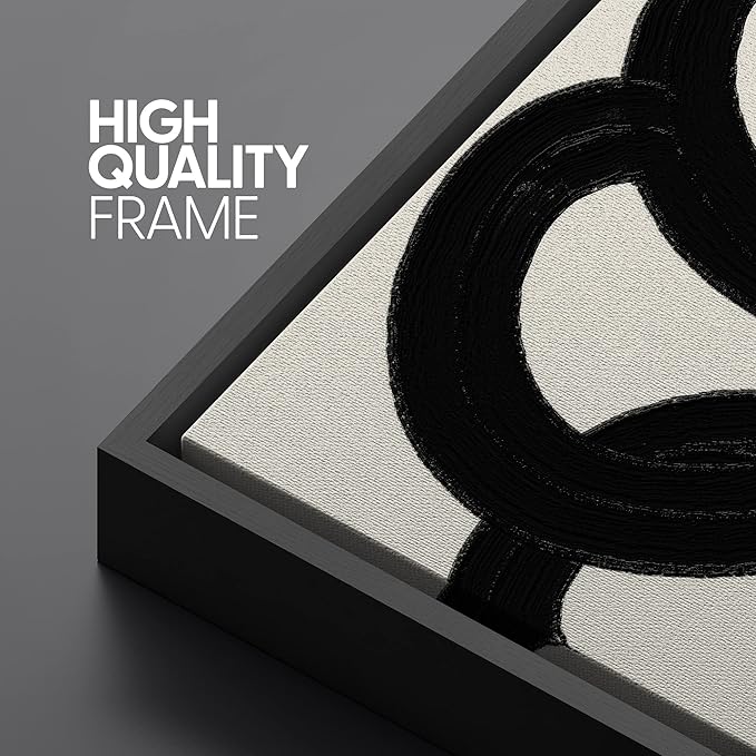 SIGNLEADER Framed Canvas Print Wall Art Set Duotone Minimal Dark Brush Stroke Landscape Abstract Shapes Illustrations Modern Art Boho Decorative for Living Room, Bedroom, Office - 16"x24"x3 BLACK