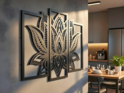 Vailla Wood Wall Art Decor Wall Hanging Sculpture Modern Home Decoration 3 Panels Nature Wall Hangings Large Wooden Wall Arr 3D Textured Sculptures for Living Room Bedroom Office Dinnig Room