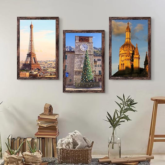 SESEAT 12x18 Frame Rustic Brown Set of 6, Gallery Poster Picture Frames for Wall Mounting