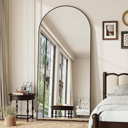 Large Black Full Length Mirror, 76''x35 Arched Floor Mirror for Bedroom, Oversized Full Body Mirror with Stand, Tempered Glass Safety Wall Mirrors for Living Room, Bathroom, Entryway