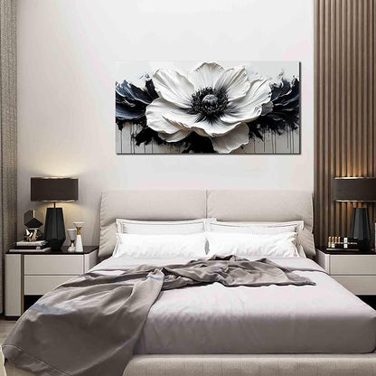 HUBOSKN Flower Canvas Wall Decor Living Room - Black and White Pictures Wall Art for Bedroom Women - Fashion Art Wall Decor Office Size 24" x 48"