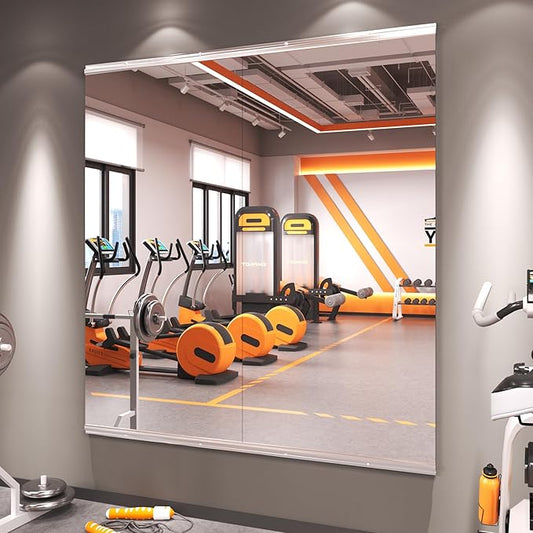 Amorho Gym Mirror 48''x48''(2pcs 48''x24''), Tempered Glass, Frameless Full Body Mirror for Home, Yoga Studios, Dance Rooms, Garage Gyms.